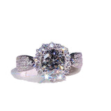 New Womens Three Row Full Crystal Moissanite Simulated Diamond Open Ring - Zambeel