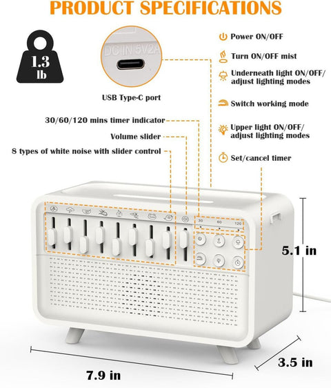 Noise Sleep Machine with Diffuser - Zambeel