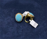 Oval Turquoise Crystal Statement Ring - Zambeel