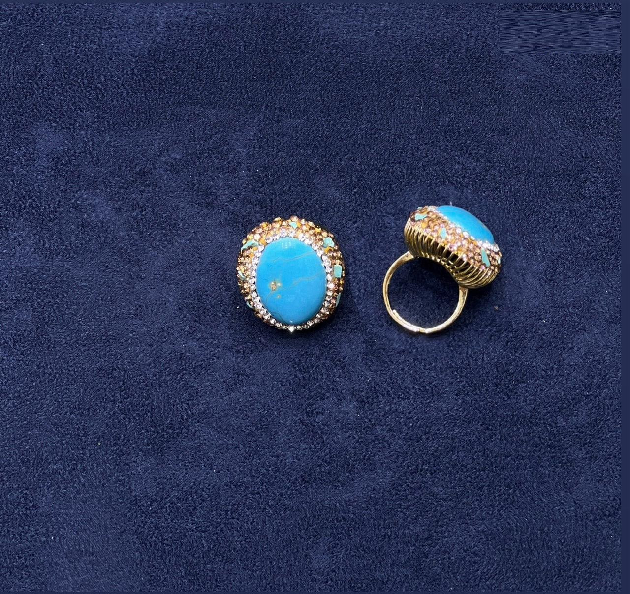 Oval Turquoise Statement Ring - Zambeel