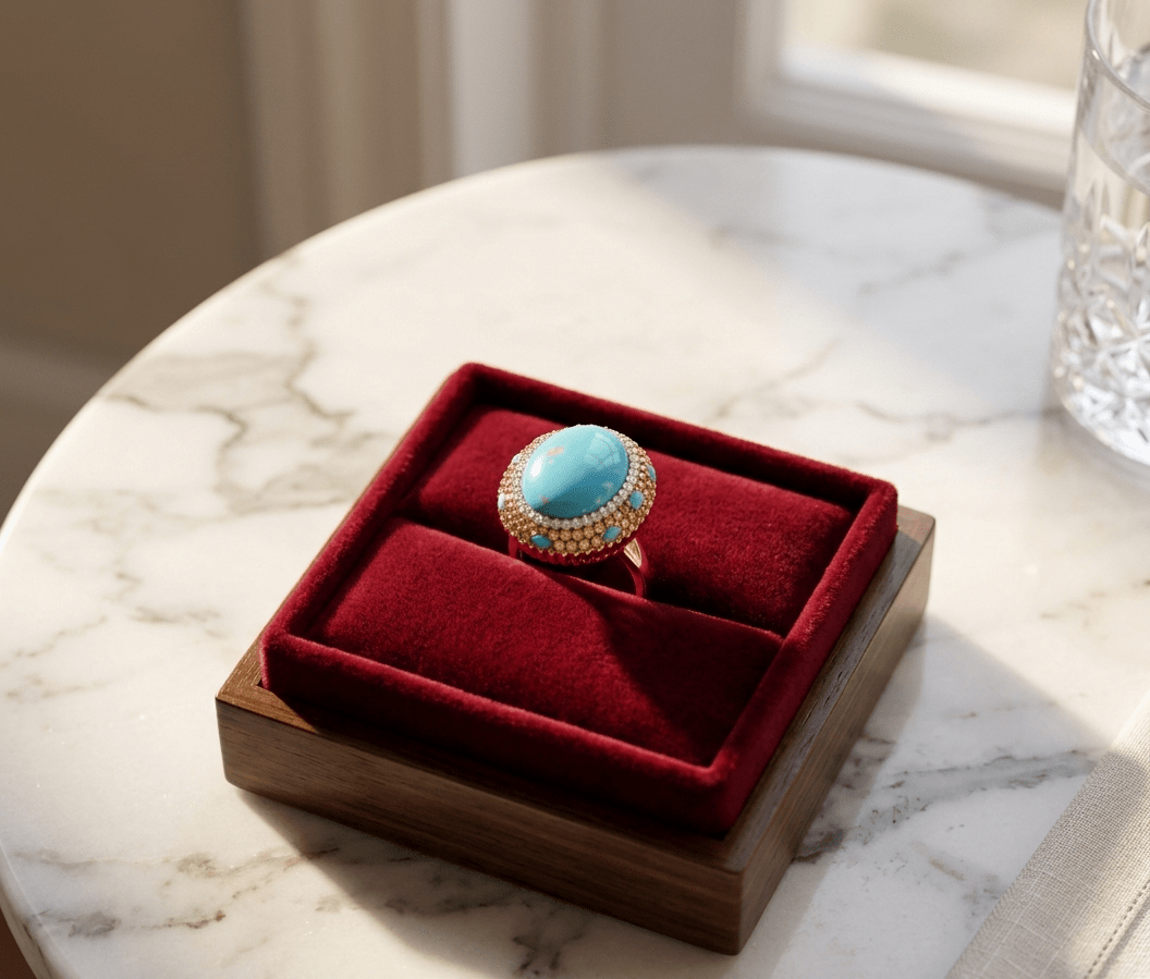 Oval Turquoise Statement Ring - Zambeel