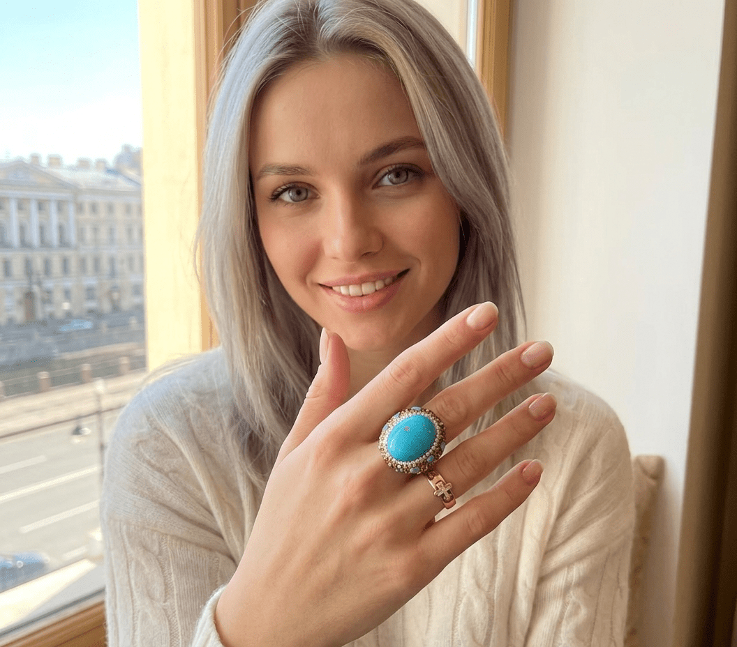 Oval Turquoise Statement Ring - Zambeel