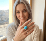 Oval Turquoise Statement Ring - Zambeel