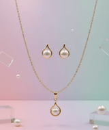 Pearl Drop Gold Pendant Set - Zambeel