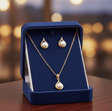Pearl Drop Gold Pendant Set - Zambeel