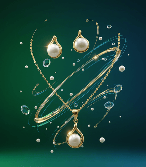 Pearl Drop Gold Pendant Set - Zambeel