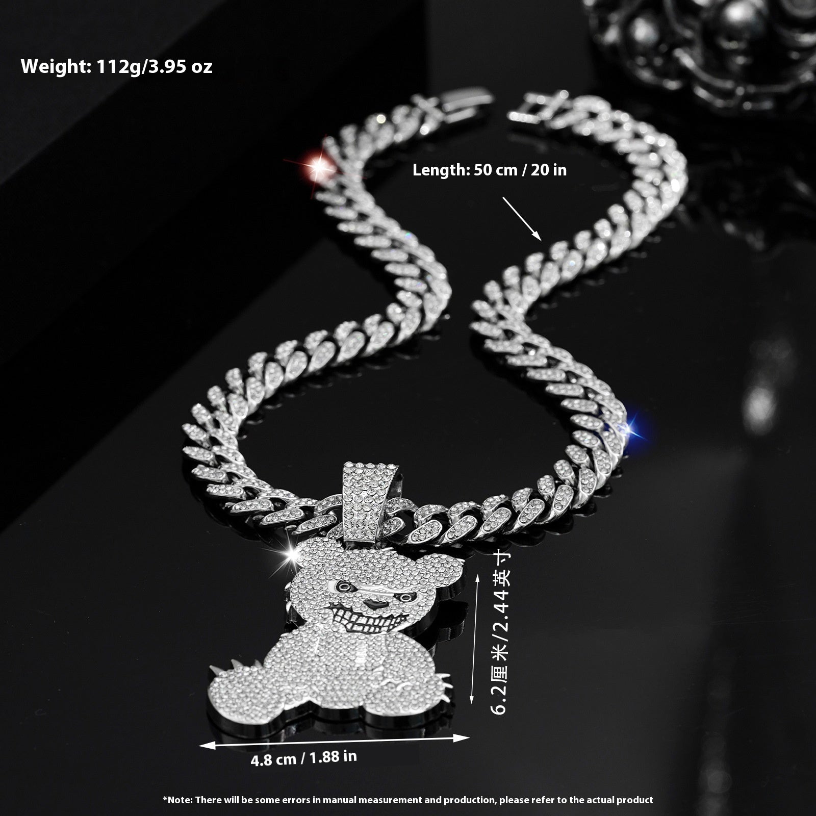 Personalized Grinning Bear Necklace Men's All - Match Full Diamond - Zambeel