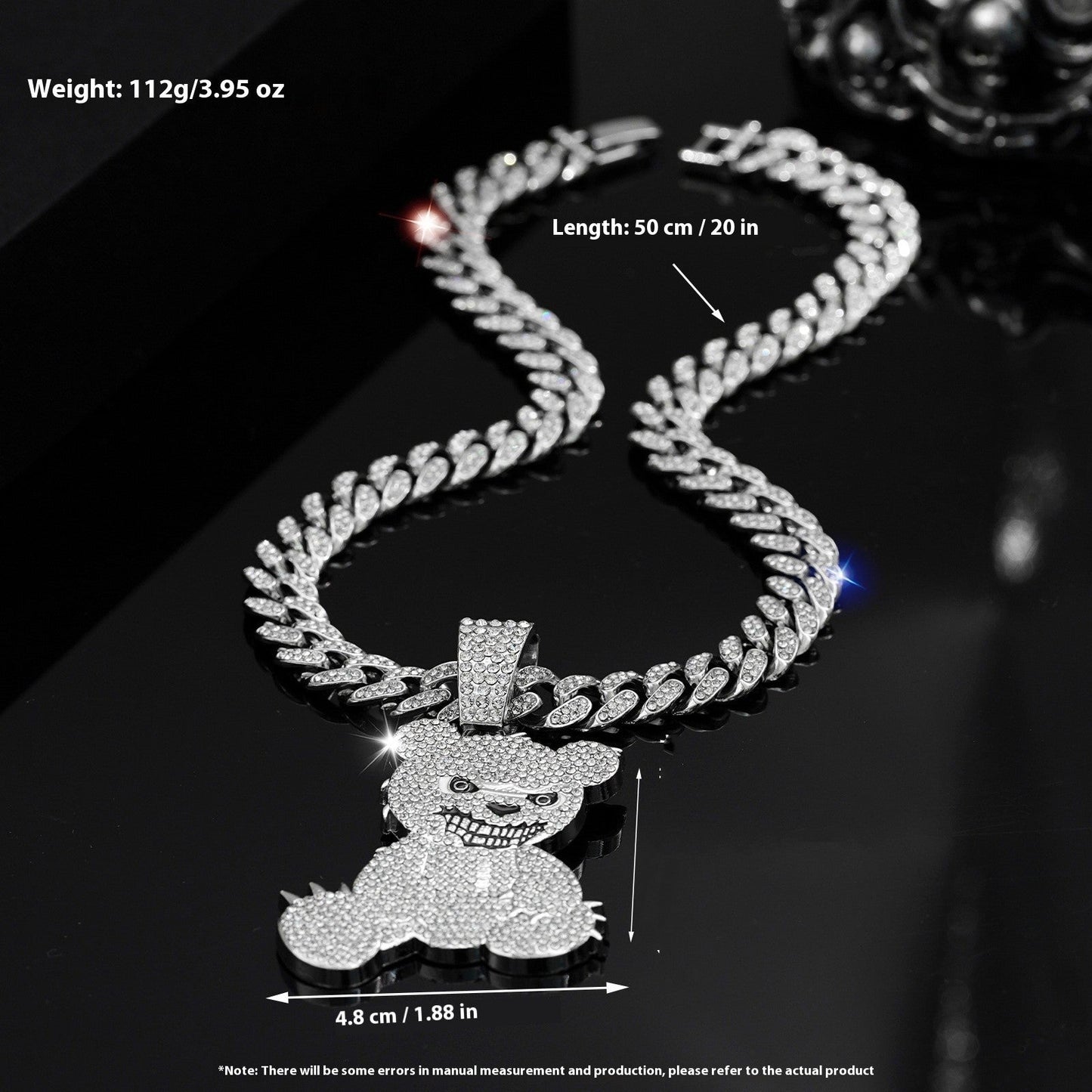 Personalized Grinning Bear Necklace Men's All - Match Full Diamond - Zambeel