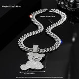 Personalized Grinning Bear Necklace Men's All - Match Full Diamond - Zambeel