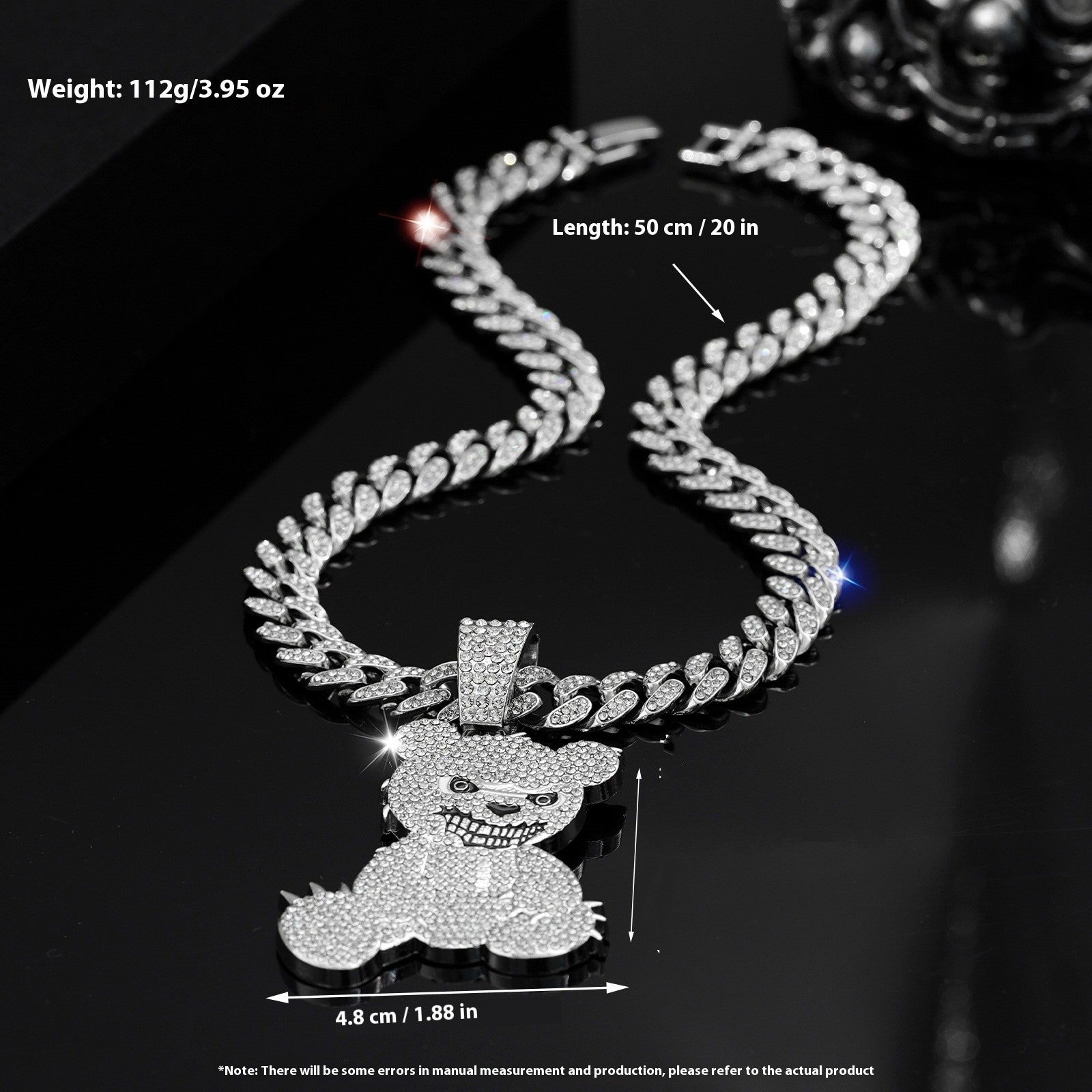 Personalized Grinning Bear Necklace Men's All - Match Full Diamond - Zambeel