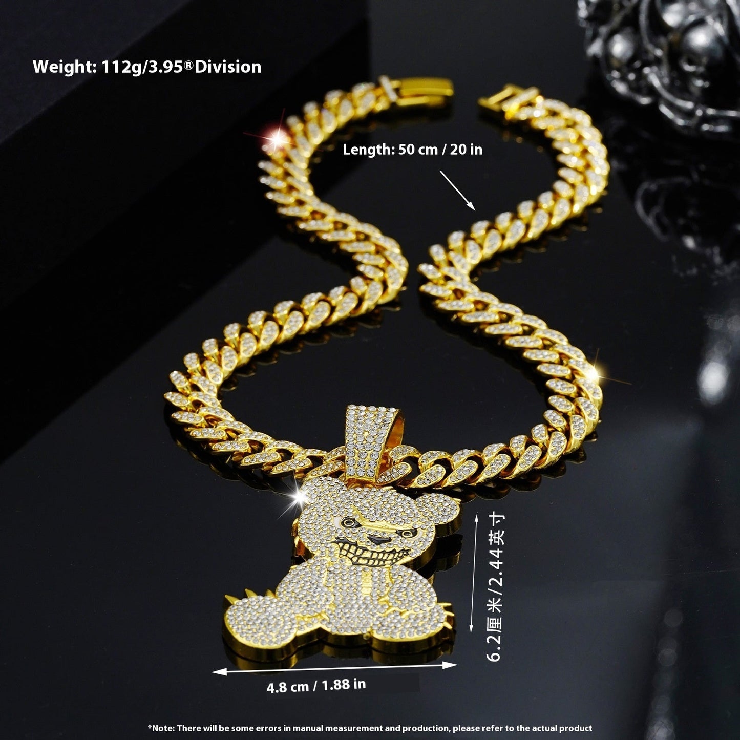 Personalized Grinning Bear Necklace Men's All - Match Full Diamond - Zambeel