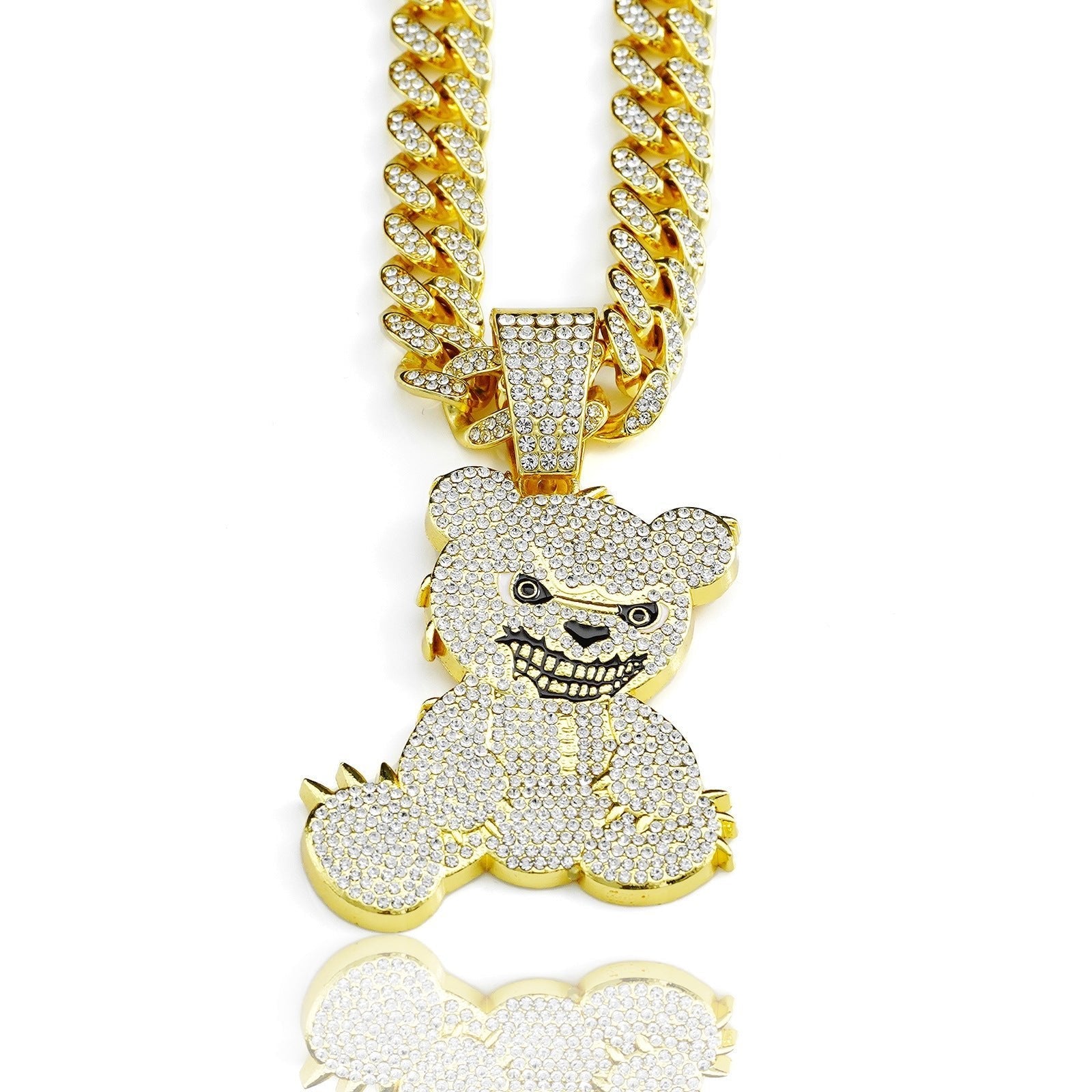 Personalized Grinning Bear Necklace Men's All - Match Full Diamond - Zambeel