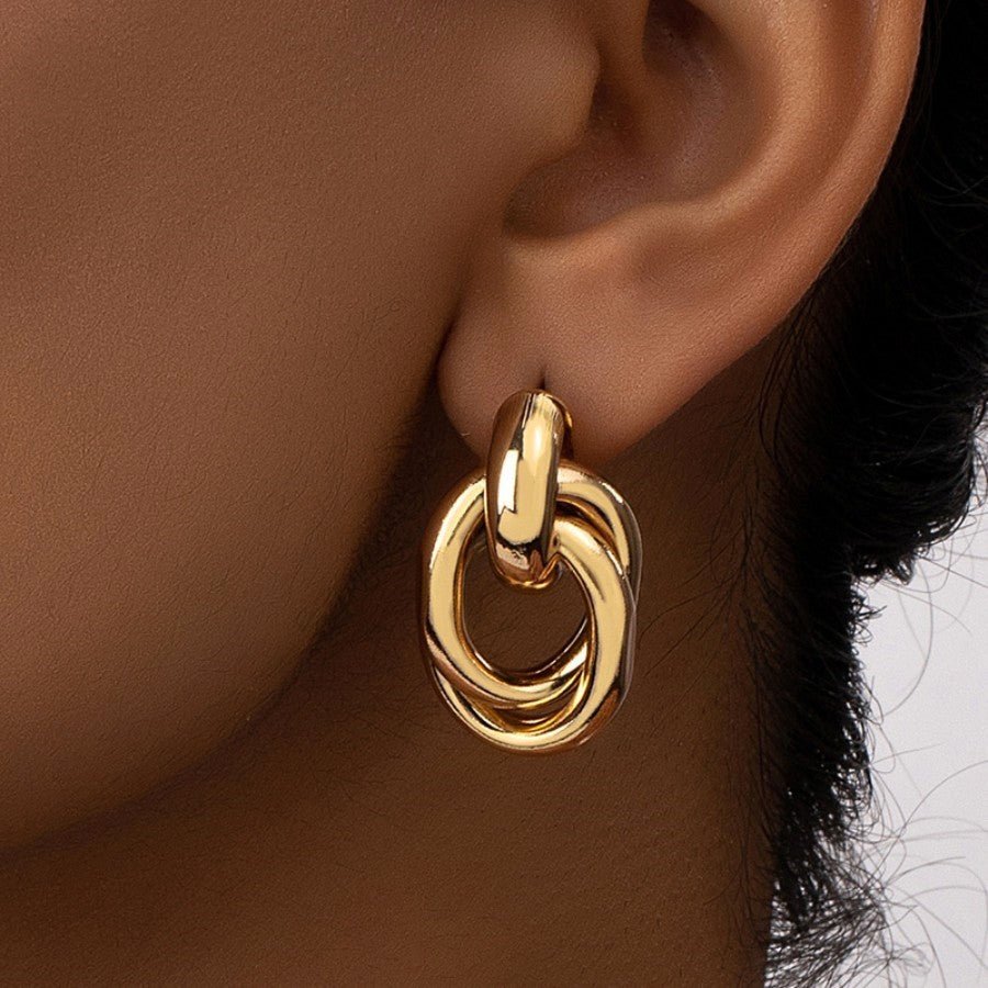 Personalized Simple Metal Punk Geometric Earrings - Zambeel