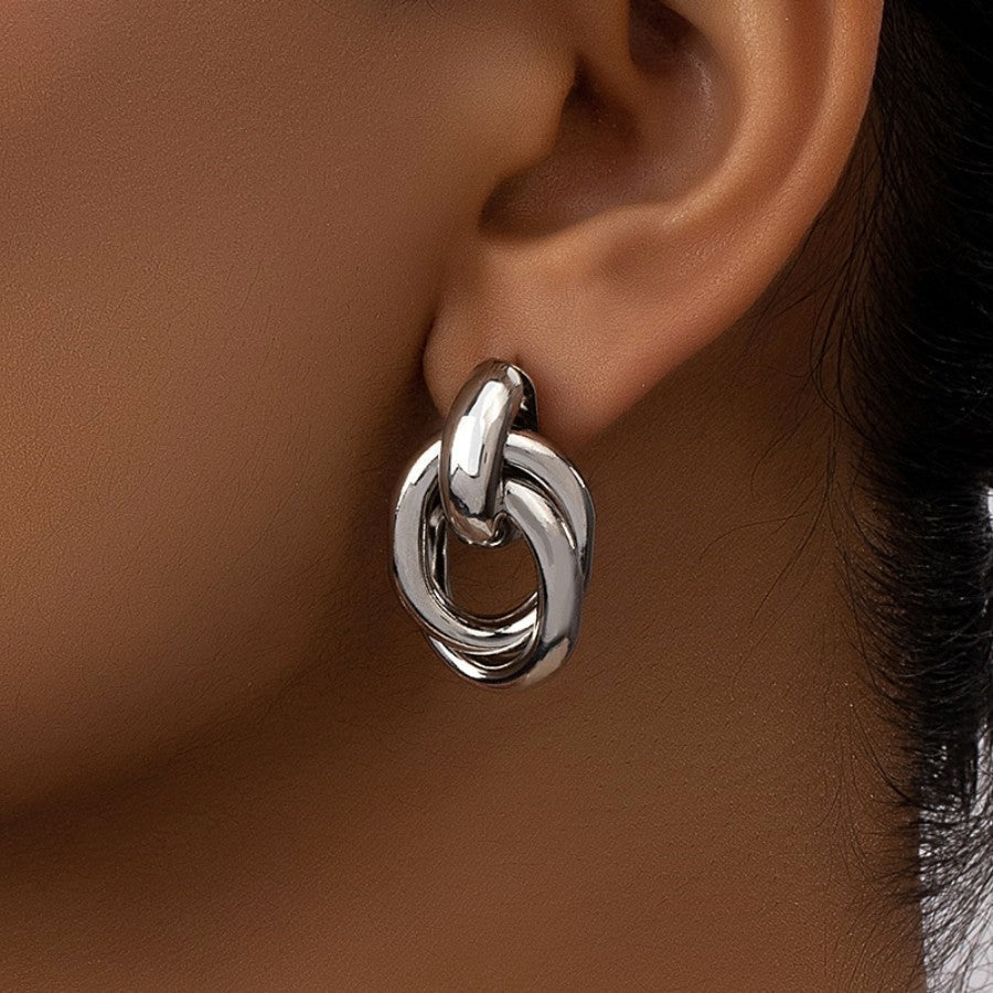 Personalized Simple Metal Punk Geometric Earrings - Zambeel