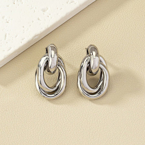 Personalized Simple Metal Punk Geometric Earrings - Zambeel
