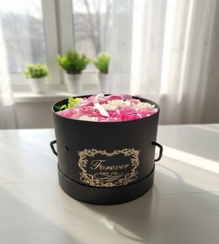 Pink & White Rose Flower Box - Zambeel