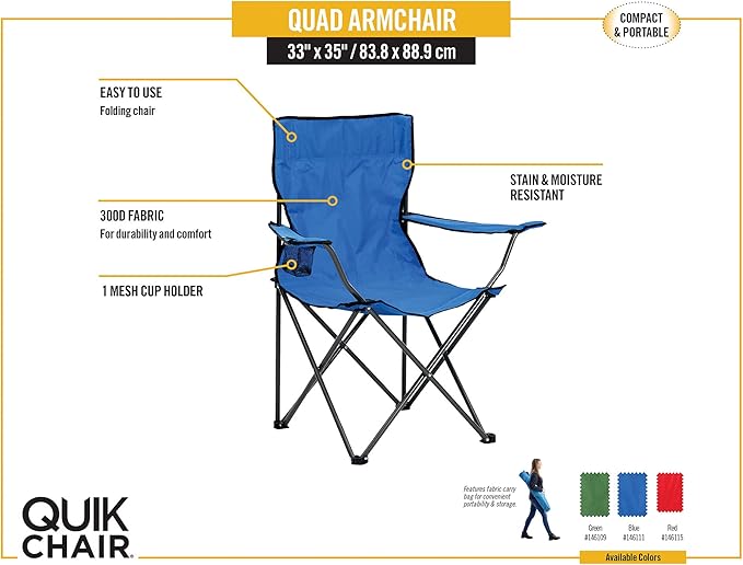 Portable Folding Camping Chair with Armrest & Cup Holder Ⓢ - Zambeel