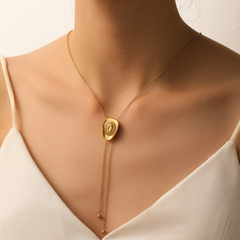 Pull Sweater Chain Titanium Steel Hat Steel Ball Tassel Pull Necklace Ornament - Zambeel