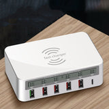 QC30 Fast Charge 6USB Charger Led Adapter Desktop 50W Smart 6 - port Typec Charger - Zambeel