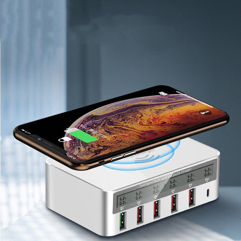 QC30 Fast Charge 6USB Charger Led Adapter Desktop 50W Smart 6 - port Typec Charger - Zambeel