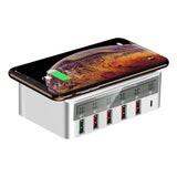 QC30 Fast Charge 6USB Charger Led Adapter Desktop 50W Smart 6 - port Typec Charger - Zambeel