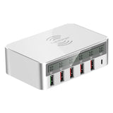 QC30 Fast Charge 6USB Charger Led Adapter Desktop 50W Smart 6 - port Typec Charger - Zambeel