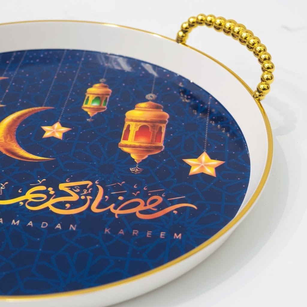 Ramadan Kareem Round Decorative Serving Tray - Zambeel