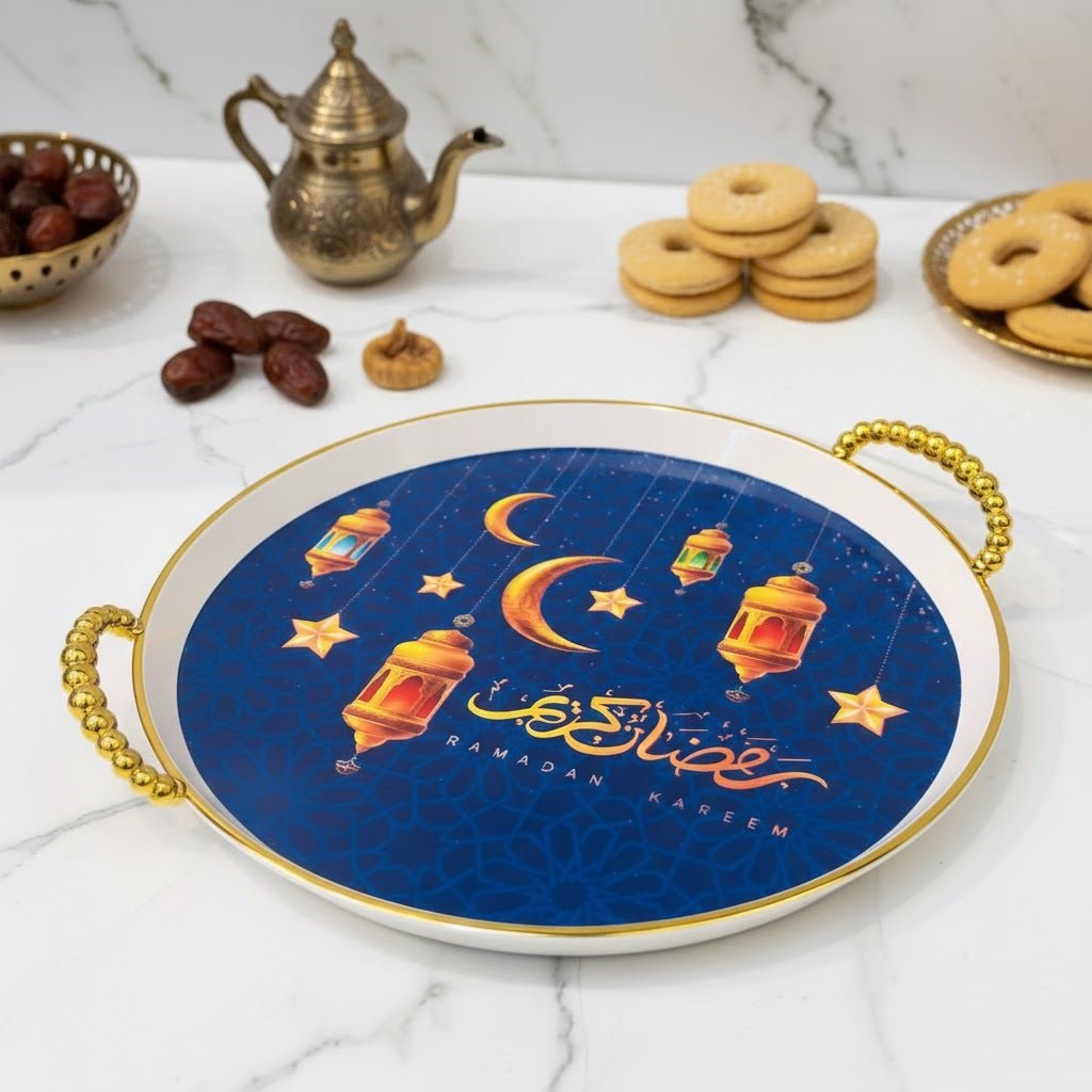 Ramadan Kareem Round Decorative Serving Tray - Zambeel