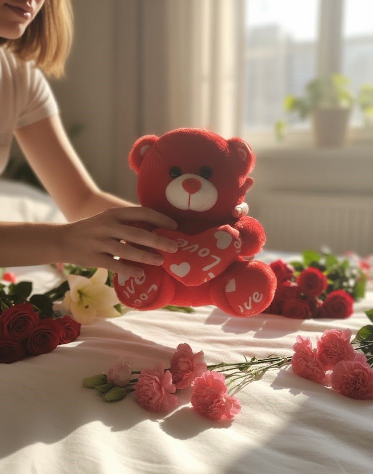 Red Love Teddy Bear Plush Toy - Zambeel