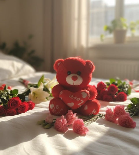 Red Love Teddy Bear Plush Toy - Zambeel