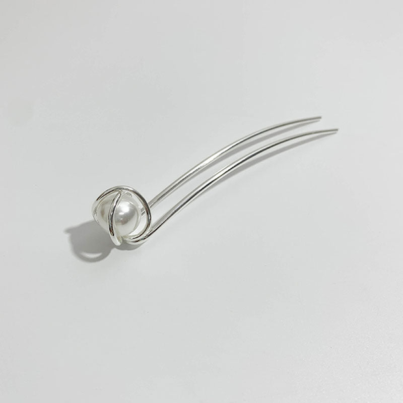 Refined Grace Pearl Metal Hairpin Bun Updo Decoration - Zambeel