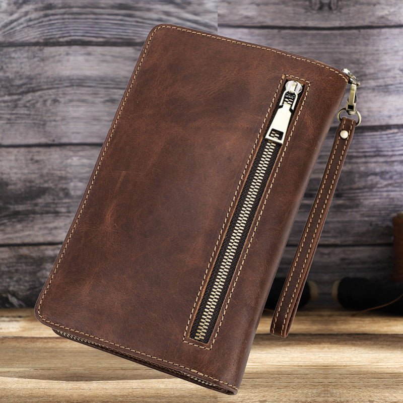 Retro Crazy Horse Cowhide Business Casual Clutch - Zambeel