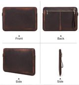 Retro Crazy Horse Leather Notebook Zipper Computer Bag - Zambeel