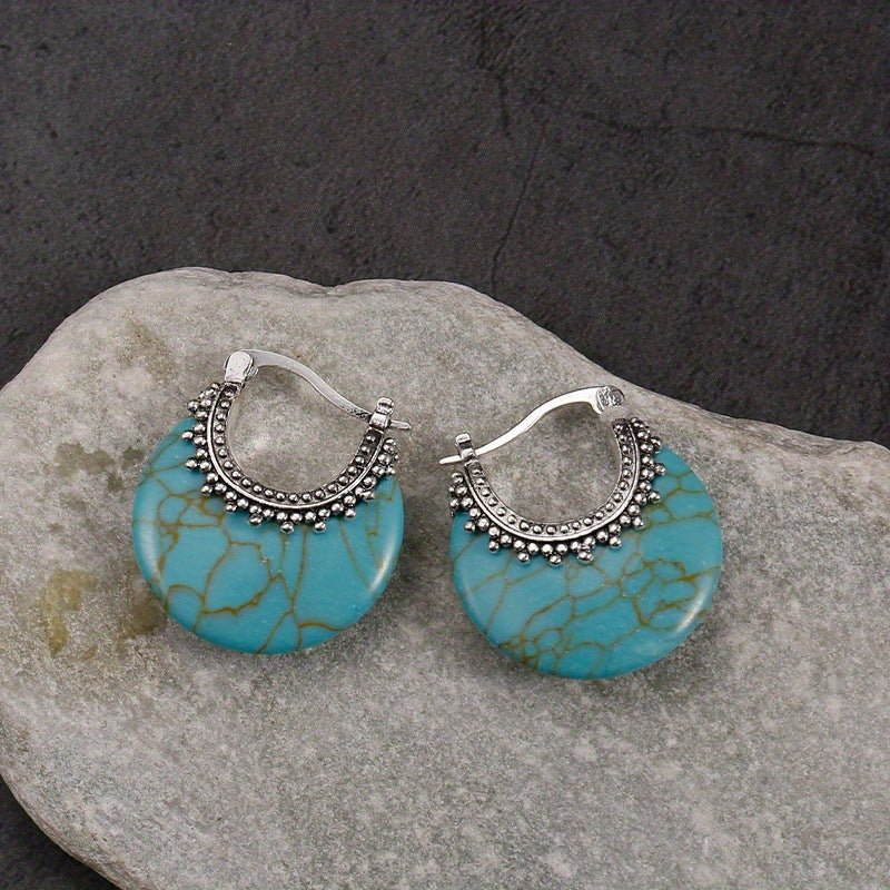 Retro Minimalist Alloy Ring Earrings For Women - Zambeel