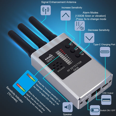 RF Bug Detector Hidden Camera Finder Anti - Spy Listen Swe - Zambeel