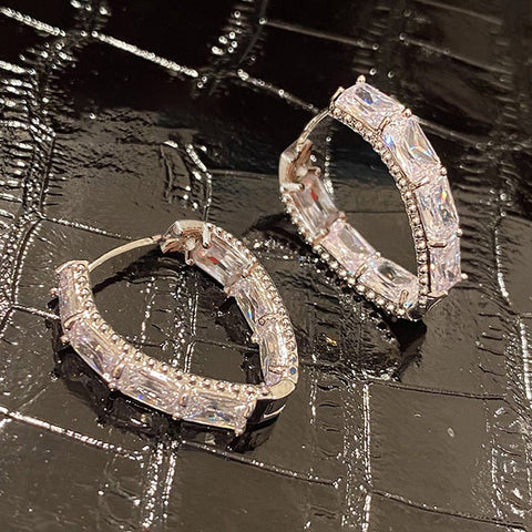 Ring Ear Ring Female Inlaid Zircon Geometry - Zambeel