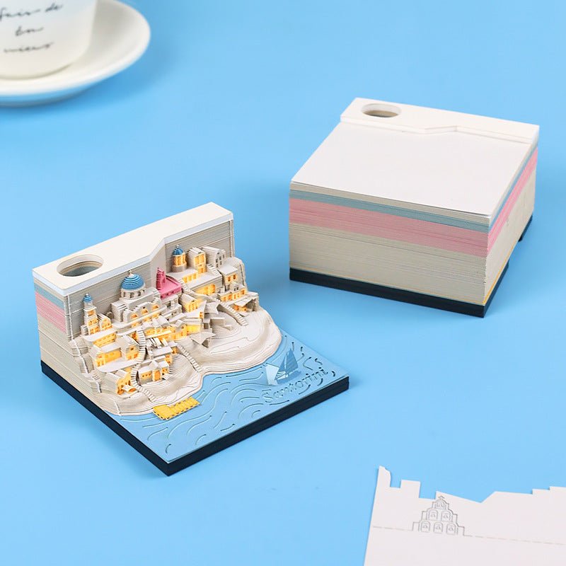 Romantic Santorini 3d Notepad Paper Carving Building Model Lighting Decoration - Zambeel