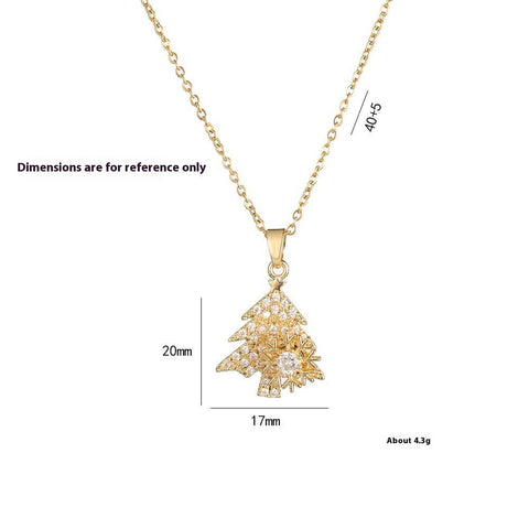 Rotatable Snowflake Christmas Tree Micro - Inlaid Diamond Titanium Steel Necklace - Zambeel