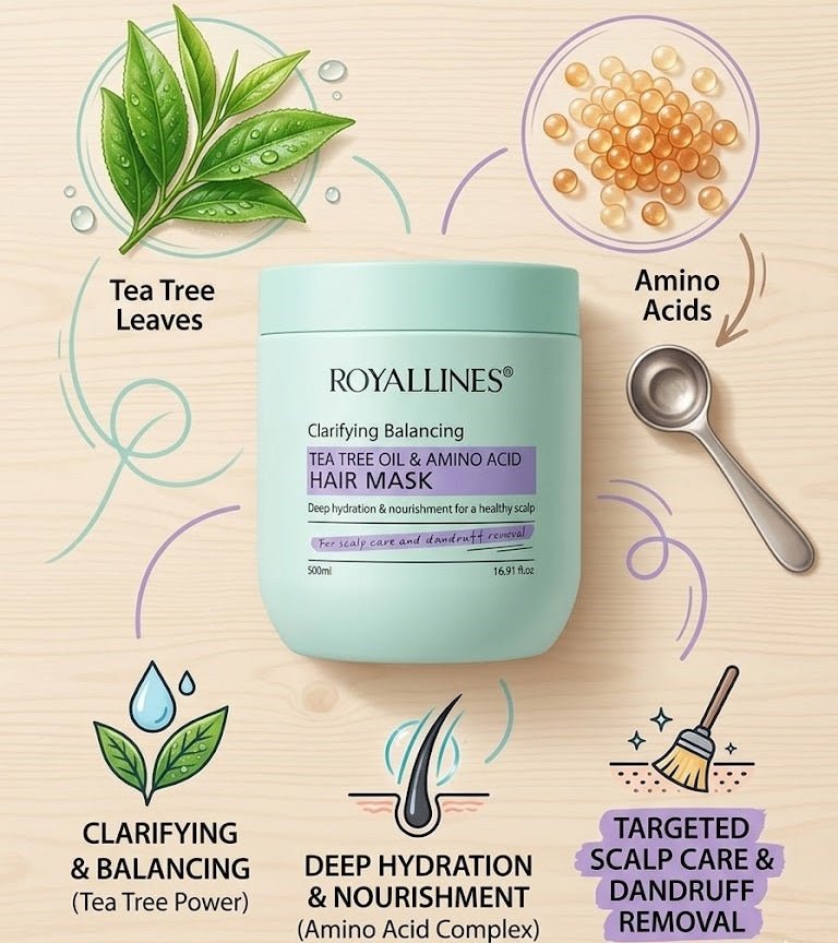 Royallines - Clarifying Balancing Tea Tree Oil & Amino Acid Hair Mask - Zambeel