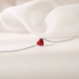 S925 Silver Bracelet Female Korean Style Red Heart Bracelet - Zambeel