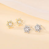 S925 Silver French Snowflake Zircon Stud Earrings - Zambeel