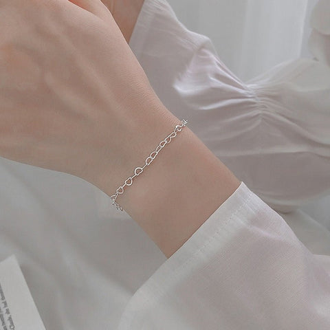 S925 Silver Heart Bracelet Simple Temperament Heart - shaped - Zambeel