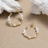 S925 Sterling Silver Earrings Round Beads String Natural - Zambeel