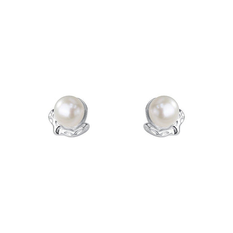S925 Sterling Silver Lava Texture Pearl Stud Earrings For Women - Zambeel