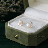 S925 Sterling Silver Lava Texture Pearl Stud Earrings For Women - Zambeel