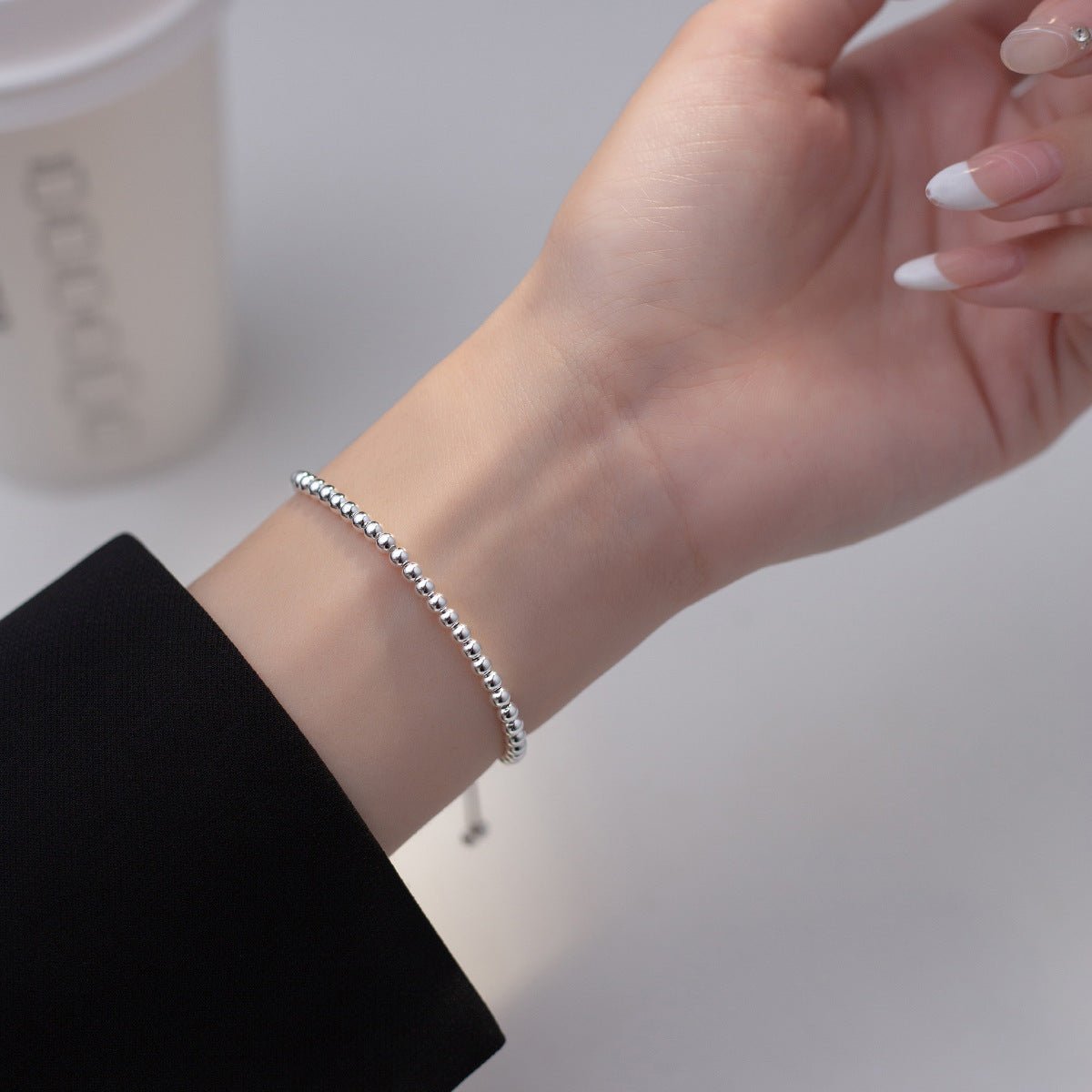 S925 Sterling Silver Light Bead Adjustable Bracelet - Zambeel