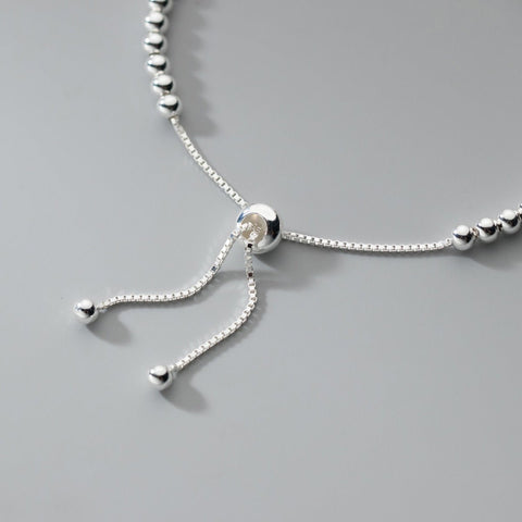 S925 Sterling Silver Light Bead Adjustable Bracelet - Zambeel