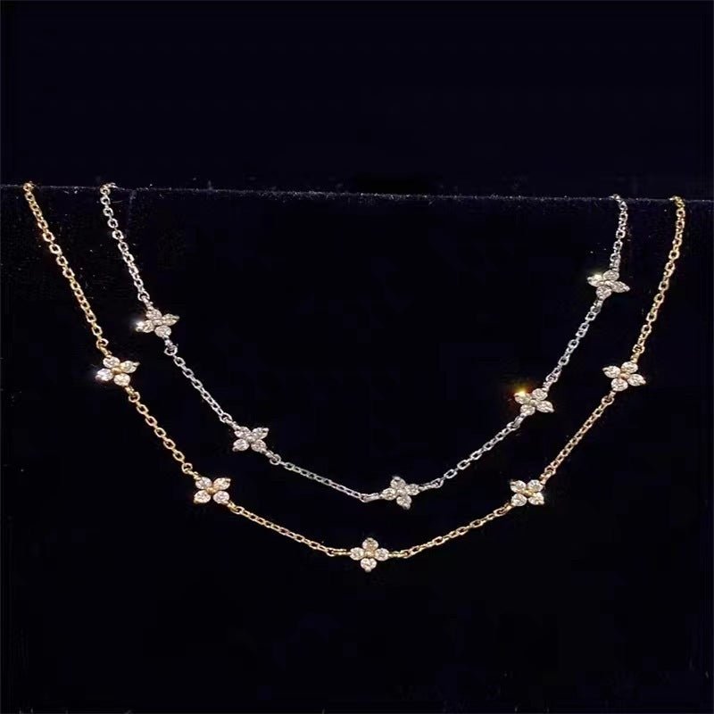 S925 Sterling Silver Plated 18K Gold Light Luxury Star Elegance High - grade Starry Clavicle Chain - Zambeel