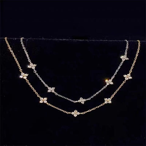 S925 Sterling Silver Plated 18K Gold Light Luxury Star Elegance High - grade Starry Clavicle Chain - Zambeel