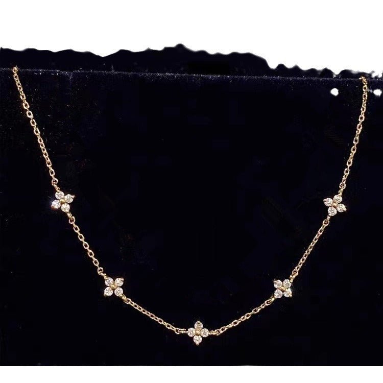S925 Sterling Silver Plated 18K Gold Light Luxury Star Elegance High - grade Starry Clavicle Chain - Zambeel